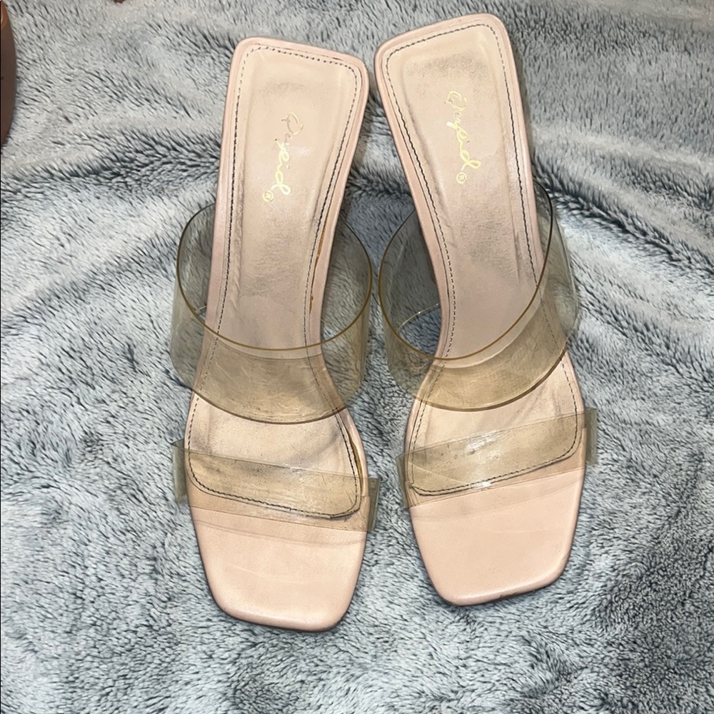 Transparent Strap Nude Heels